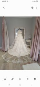 Beautiful cathedral length veil with flower and subtle sparkle detail