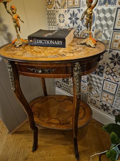 Table Vintage Antiques Rare find Satinwood rosewood side table with single drawer gift present  cottage home house hallway  side table  decoration display inlay top and bottom coffee  corner 1900 living bedside lamps bedroom kitchen restaurant phone