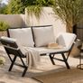 Polyrattan Garden Bench with Reclining Function Cushion Adjustable Armrests Weatherproof Outdoor Garden Patio Balcony Sofa Couch Lounger Image 3