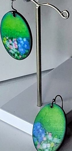 Oval Garden HandPainted Landscape Earrings