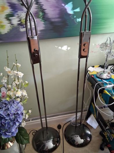2 Bronze metallic tall floor lamps