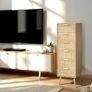 Rattan Chest of Drawers Bedroom, Tall Chester of Drawers with 6 Hand Made Rattan Decorated Drawers for Bedroom, Small Bedside Cabinet with Wood Legs, Natural Image 5