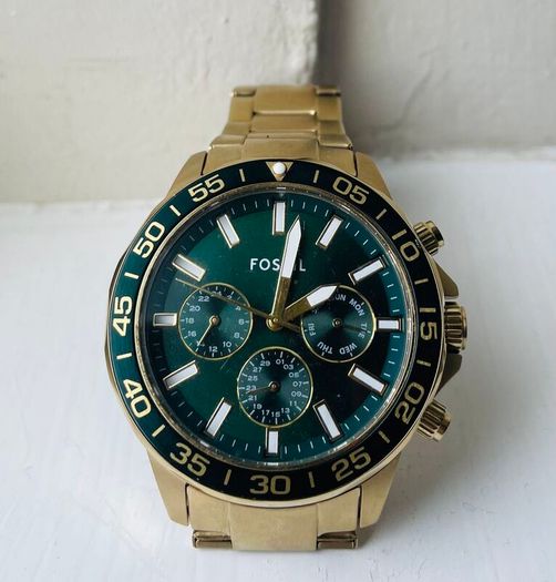 Fossil watch with green dial