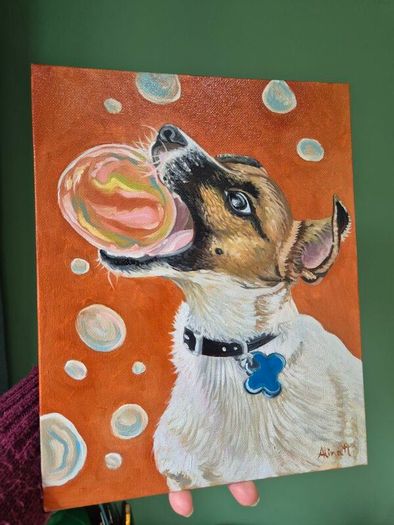 A bubbly Jack Russell - oil painting