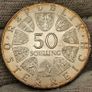 Austria Silver 1971 50 Shillings 80th Anniversary Julius Raab 1891-1964 Stunning Rainbow Toned Obverse Image 5