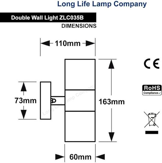NEW SALE | Black Double Up Down Outdoor Stainless Steel Wall Light, Use GU10 IP65