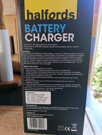 Halfords battery charger