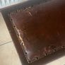 Rare antique low shoe changing bench. With celtic design embossed in the  leather Image 7