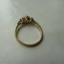 Vintage 9ct Gold Aquamarine and Diamond Three Stone Ring, Size O Image 3