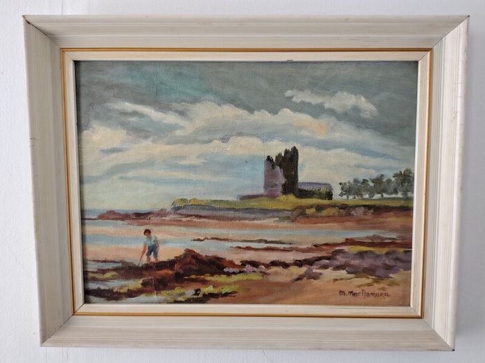 Two Oil Paintings of Robswall tower, Malahide 1969 and Duck Pond, possibly Stephens Green.