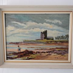 Two Oil Paintings of Robswall tower, Malahide 1969 and Duck Pond, possibly Stephens Green.