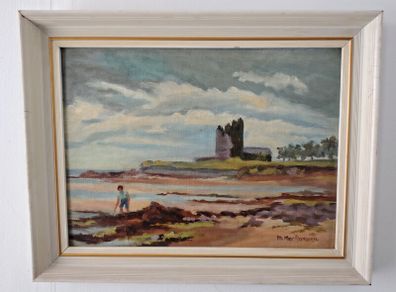 Two Oil Paintings of Robswall tower, Malahide 1969 and Duck Pond, possibly Stephens Green.