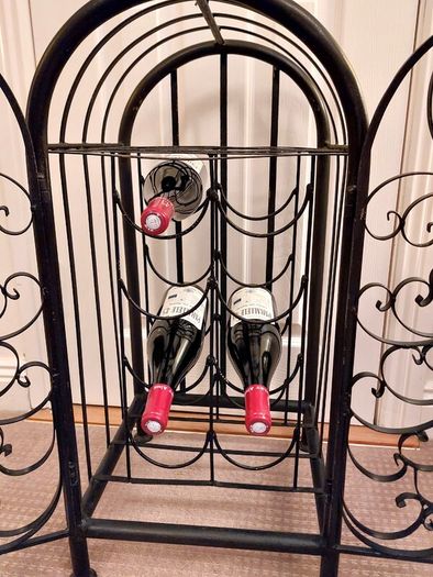 Antique Black Wrought Iron Wine Holder