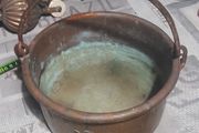 Antique Copper Cauldron or Pot, likely dating from the 19th or early 20th century, featuring a natural patina and oxidation typical of age and use