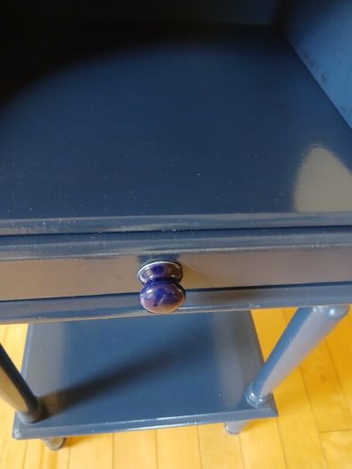 Midnight Blue Upcycled Vintage Hall Stand with Drawer & Gallery Rail