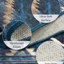 Machine Washable Rugs Living Room 120x180 cm, Kitchen Rugs Non Slip Washable, Soft Short Pile Vintage Blue Rugs for Bedroom, Moroccan Rug for Hallway, Diningroom, Blue Image 4
