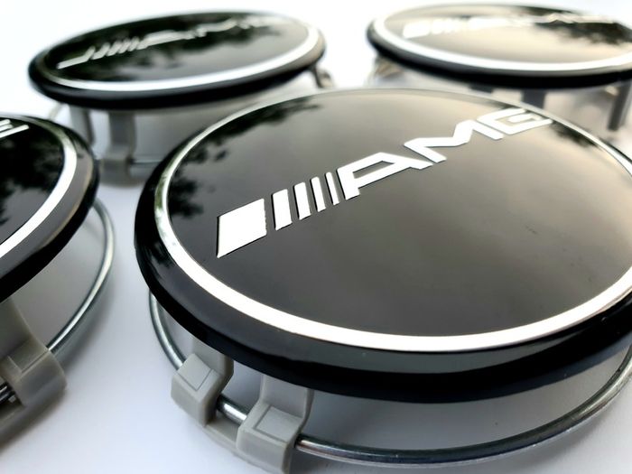 4x AMG Gloss BLACK Mercedes Benz 75mm Alloy Wheel Center Caps cap Hub Cover E S C S CLK 75