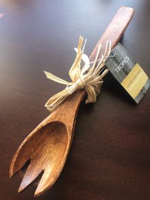 Solid Monkeypod Wood Medium Salad Servers - New