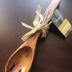 Solid Monkeypod Wood Medium Salad Servers - New