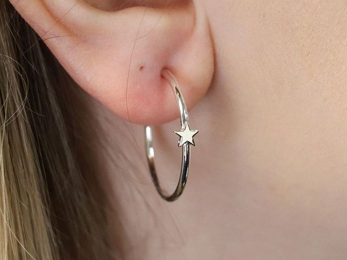 Peace of Mind Silver Plated Hoop Earrings with Stars