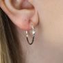 Peace of Mind Silver Plated Hoop Earrings with Stars Image 3