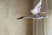 Linen Stork Hanging Decor in Beige | Nursery Decor