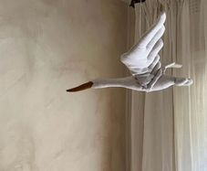 Linen Stork Hanging Decor in Beige | Nursery Decor