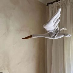 Linen Stork Hanging Decor in Beige | Nursery Decor
