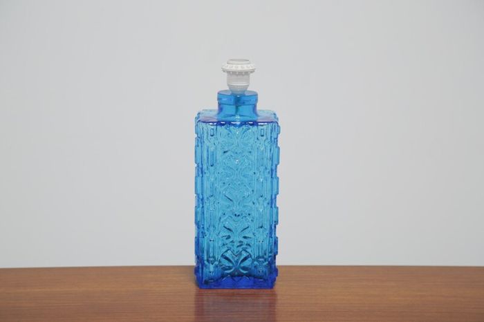 Vintage Swedish Blue Glass Table Lamp, 1960s.