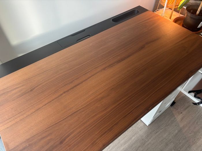 MITTZON Desk, walnut veneer/black, 140x80 cm