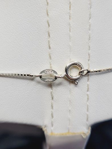Sterling Silver 925 Box Chain Necklace with Hexagonal Cut Pendant