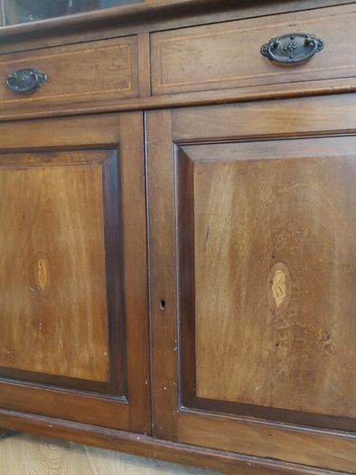 Early to mid 20th century Irish inlaid mahogany Glazed cabinet / bookcase