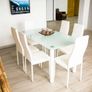 Modern Glass Dining Table Set Seats 6, White Image 3