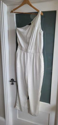 Emporio Armani White One Shoulder Jumpsuit with Pockets Sz 10 US - (Fit 12-14UK) - Rrp 220 (New)