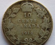 1912 Canada 10 Cents .925 Sterling Silver coin
