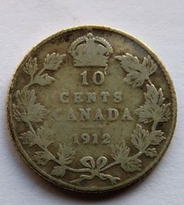 1912 Canada 10 Cents .925 Sterling Silver coin