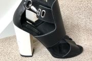 Topshop black and cream leather chunky heel sandals