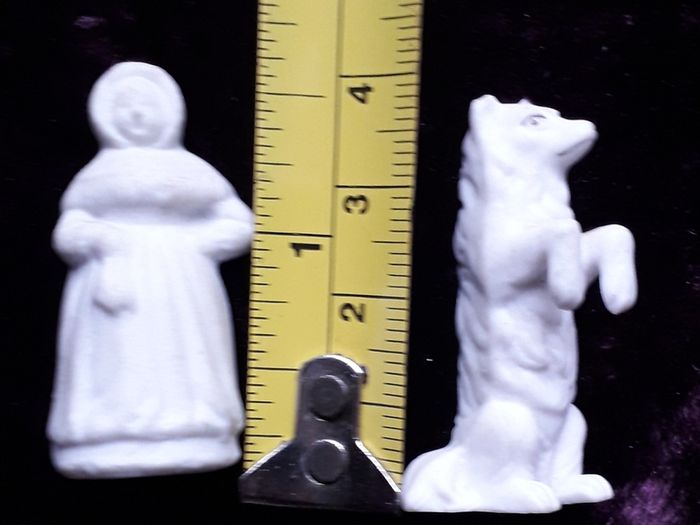 Two Antique - Victorian Bisque - Miniature Figurines
