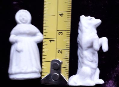 Two Antique - Victorian Bisque - Miniature Figurines