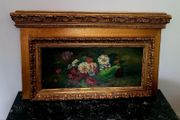 Antique ornate gilt framed oil painting