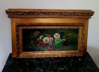 Antique ornate gilt framed oil painting