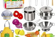 Children's Kitchen Accessories Wooden Mud Kitchen Accessories Play Kitchen Food Cooking Set Children's Toy Pots Doll Kitchen Accessories Kitchen Toy for Toddlers Boys Girls