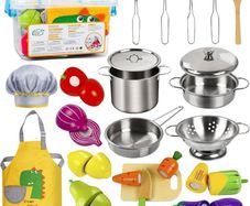 Children's Kitchen Accessories Wooden Mud Kitchen Accessories Play Kitchen Food Cooking Set Children's Toy Pots Doll Kitchen Accessories Kitchen Toy for Toddlers Boys Girls
