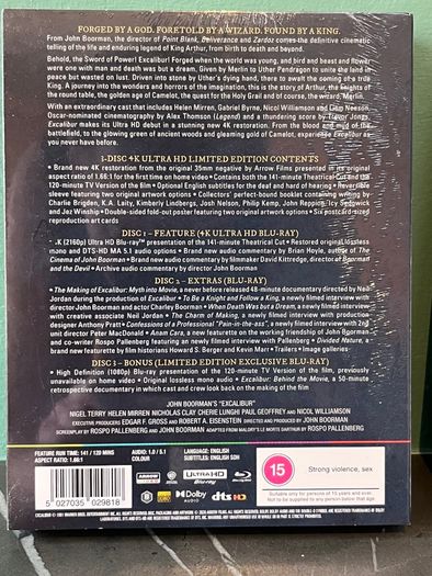 The Great Escape Blu Ray/ Excalibur 4K UHD Limited Etd Box Sets