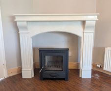 Marble fireplace and insert stove