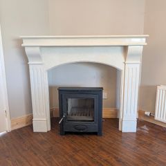 Marble fireplace and insert stove
