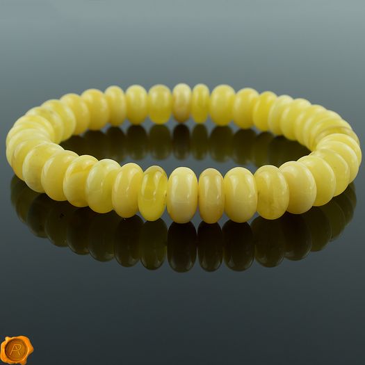 Luxury White Butterscotch Baltic Amber Beaded Stretch Bracelet for Men Women Perfectly Rounded Genuine Amber Donuts