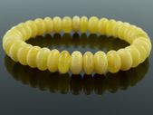 Luxury White Butterscotch Baltic Amber Beaded Stretch Bracelet for Men Women Perfectly Rounded Genuine Amber Donuts