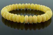 Luxury White Butterscotch Baltic Amber Beaded Stretch Bracelet for Men Women Perfectly Rounded Genuine Amber Donuts