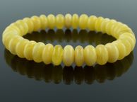 main image for ad Luxury White Butterscotch Baltic Amber Beaded Stretch Bracelet for Men Women Perfectly Rounded Genuine Amber Donuts